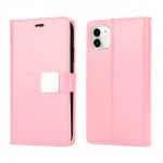 Wholesale Multi Pockets Folio Flip Leather Wallet Case with Strap for iPhone 12 Mini 5.4 inch (Rose Gold)